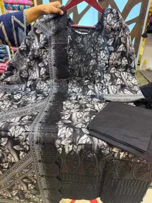 Swizz Lawn Embroidered Lace Stitched 3Pc